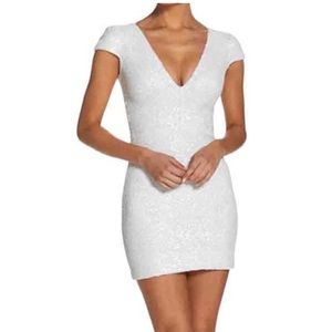 Dress the population Zoe dress, white sequin dress Size S